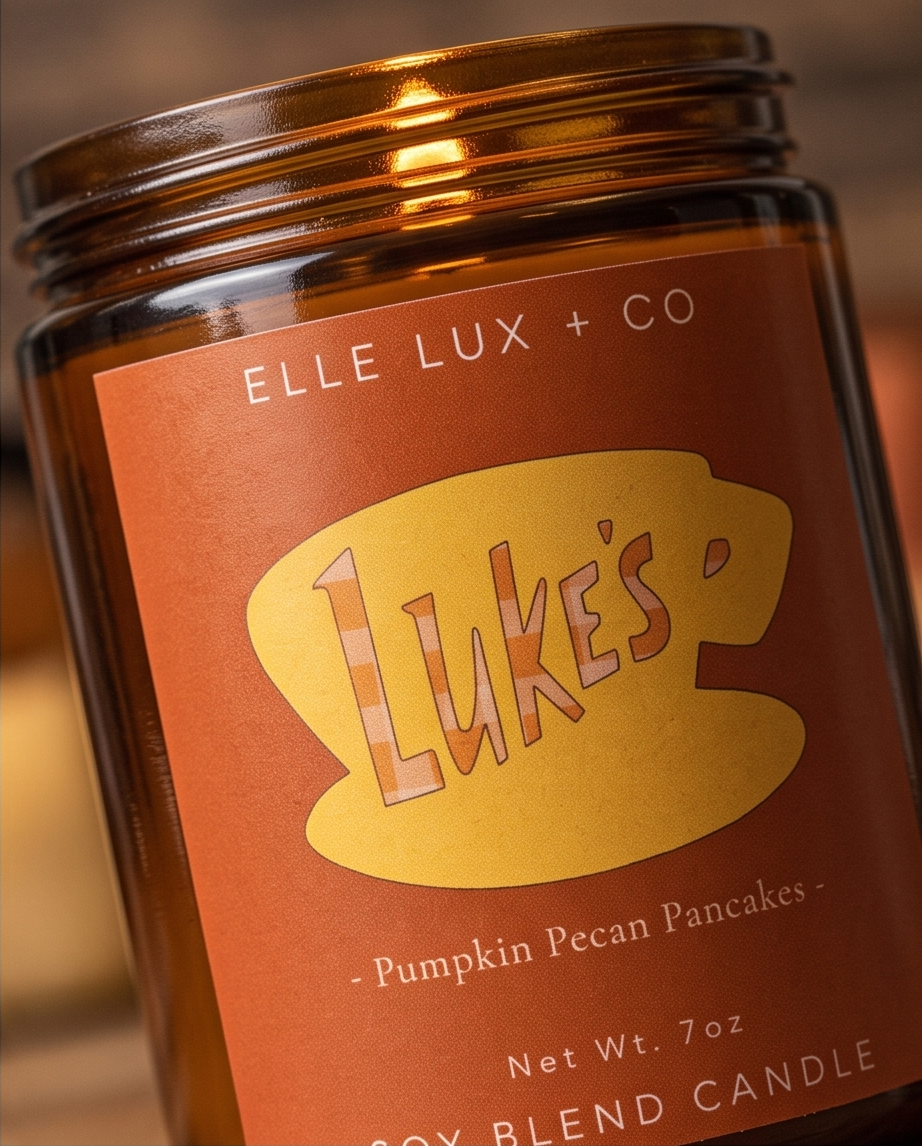 Luke’s Pumpkin Pecan Pancakes 7 oz soy-blend candle with pumpkin, toasted pecan and warm pancake scent