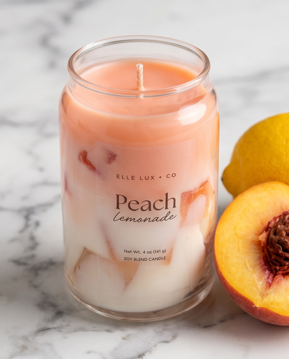 Peach Lemonade Mini Candle – Fresh Fruity Drink Scent