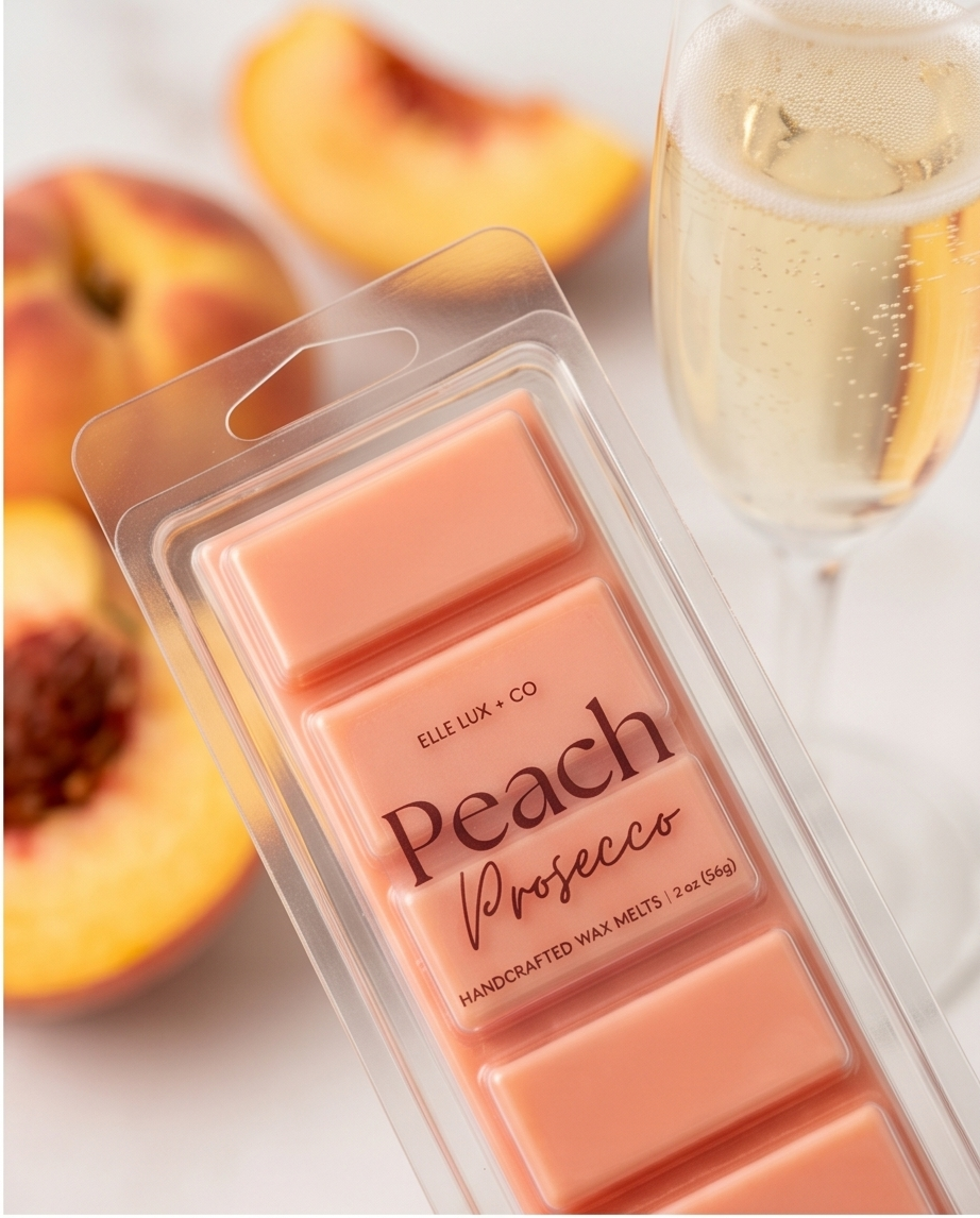 Peach Prosecco Wax Melt Bar – Sparkling Fruity Citrus Scent