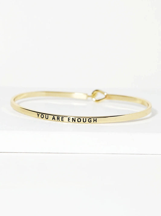 You Are Enough Engraved Inspirational Bangle Bracelet
