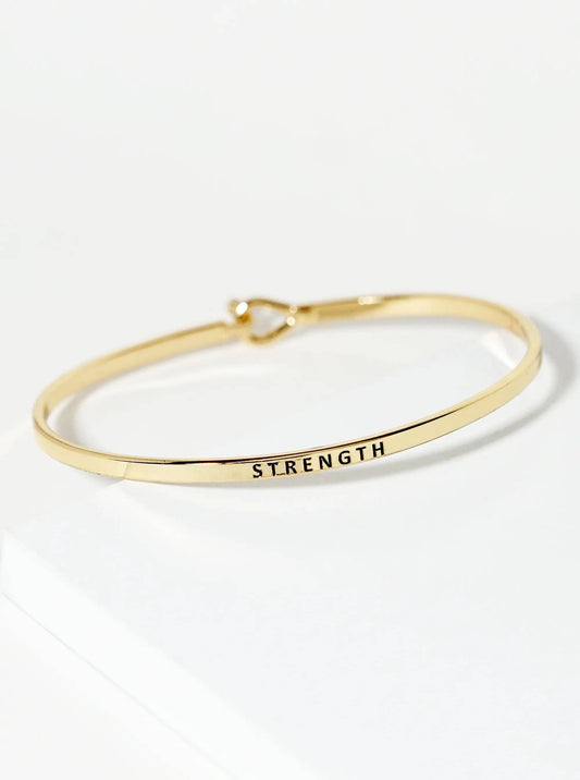 Strength Engraved Inspirational Bangle Bracelet