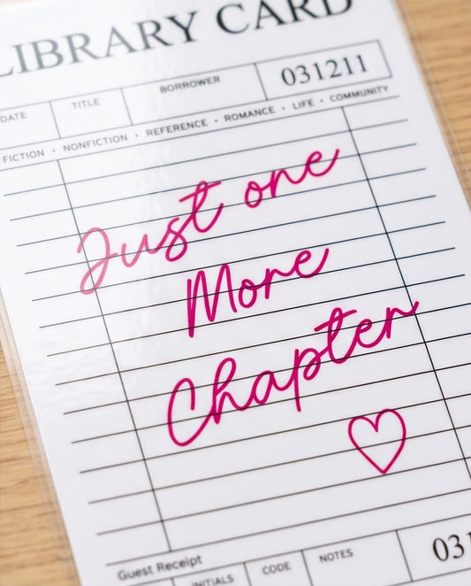 Just One More Chapter Library Card Bookmark | Bookmark for Book Lovers