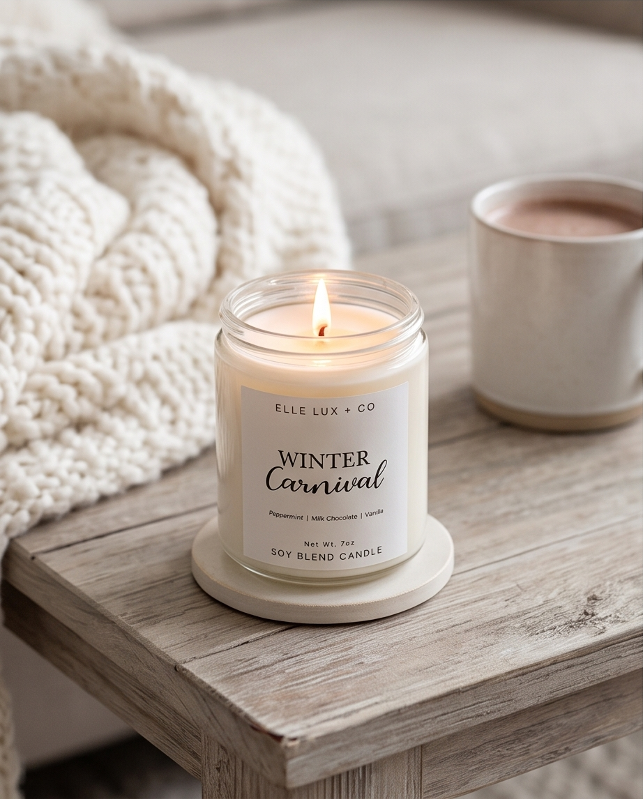 Winter Carnival Candle | Peppermint & Vanilla | 7 oz