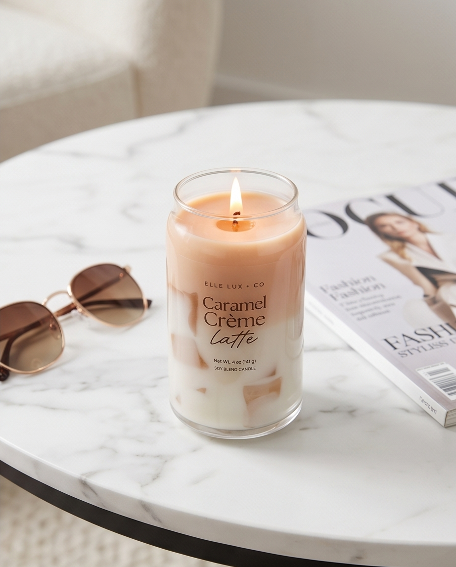 Caramel Crème Latte Mini Candle – Sweet Creamy Coffee Scent