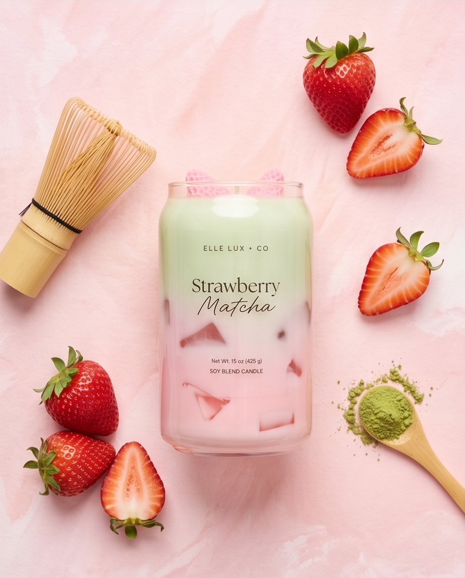 Strawberry Matcha Candle | Green Tea Latte Inspired Candle