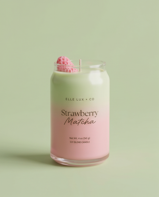 Strawberry Matcha Mini Candle | Green Tea Latte Candle