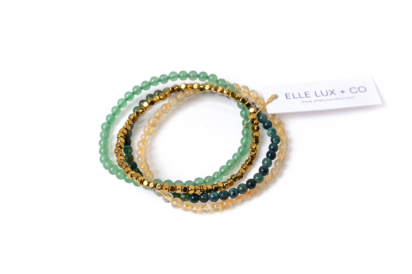 Thrive Intention Bracelet Set – Citrine, Moss Agate & Green Aventurine