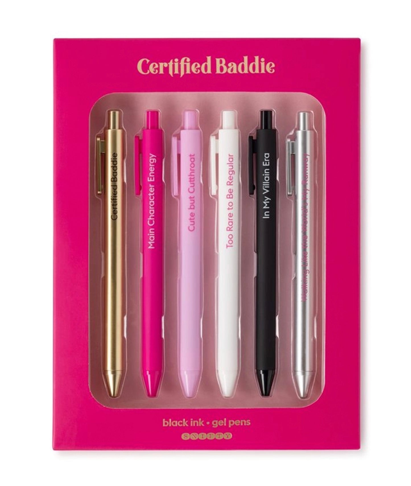 Certified Baddie Pen Set | Funny Quote Gel Pens | Aesthetic Gift for Her