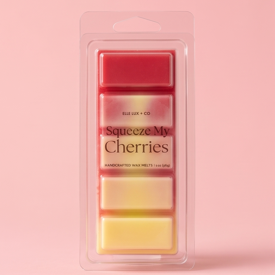 Squeeze My Cherries wax melt bar with cherry lemonade scent, 2 oz handmade soy blend wax melts
