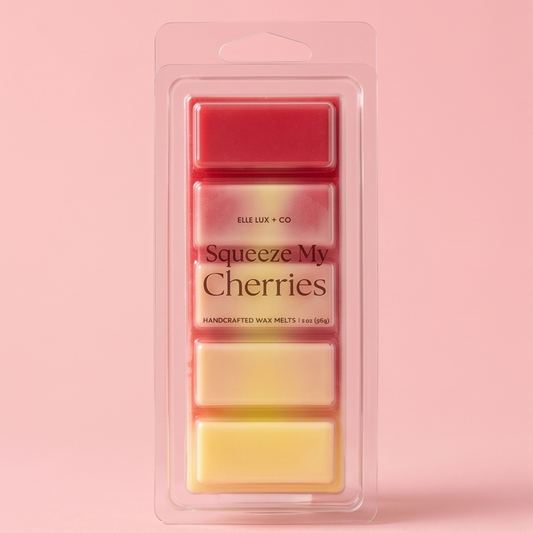 Squeeze My Cherries wax melt bar with cherry lemonade scent, 2 oz handmade soy blend wax melts
