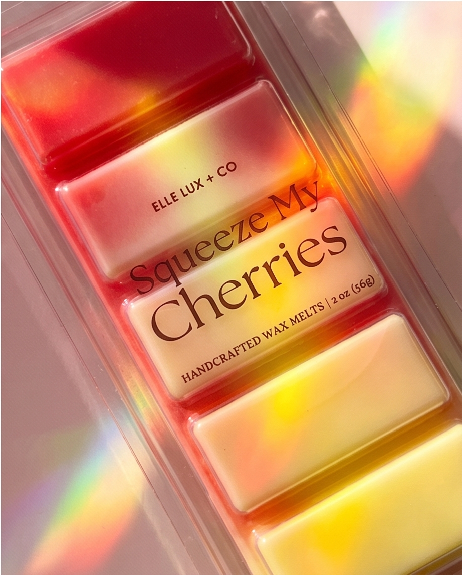 Fruity wax melts with sweet cherry and lemon scent, bright summer fragrance