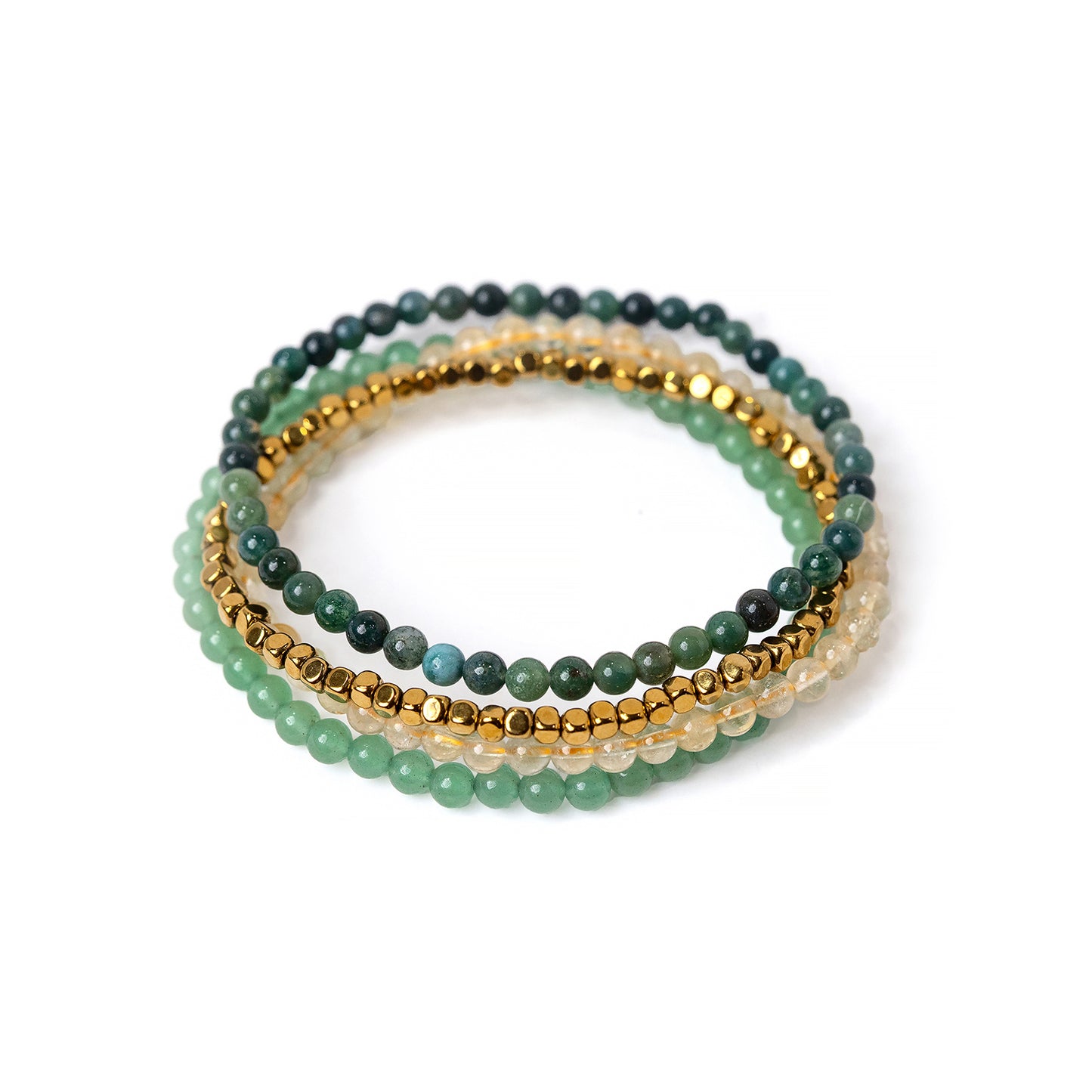 Thrive Intention Bracelet Set – Citrine, Moss Agate & Green Aventurine