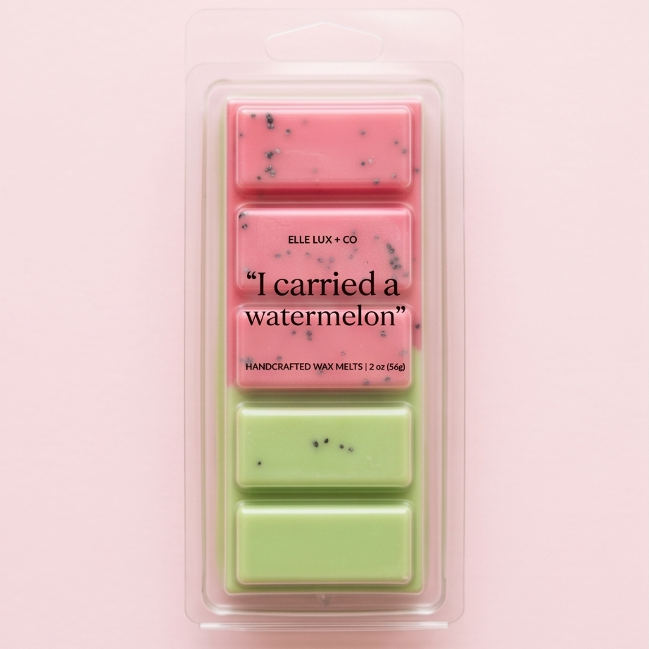 I Carried a Watermelon wax melt bar with fresh fruity scent, 2 oz handmade soy blend wax melts